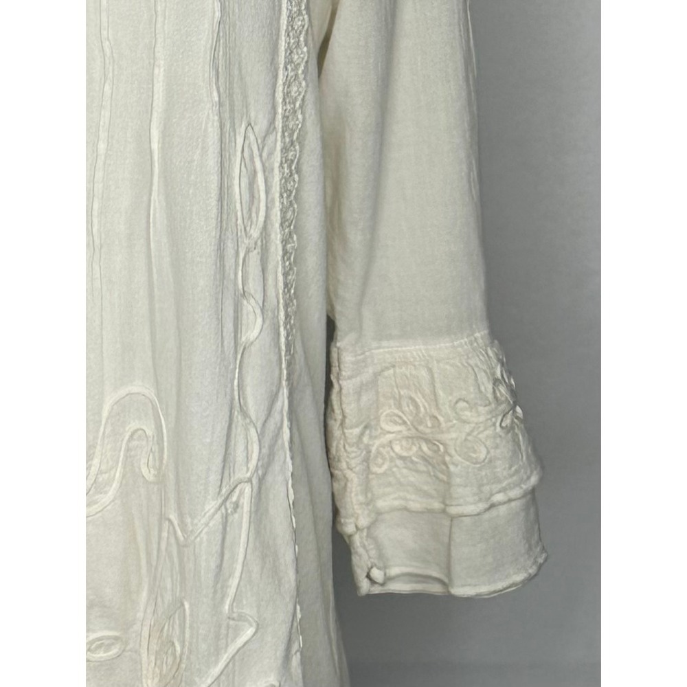 G Designs Natural Fashions Cream Embroidered Cotton Tunic Top Peru Boho Medium - Picture 7 of 10